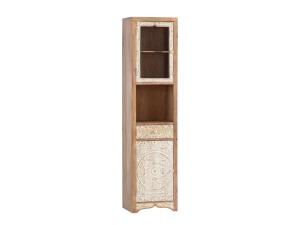 Massive hohe Delhi Schrank aus Mangoholz, lackiert, braun – 45×35×185 cm