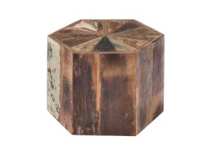 Massiver Konferenztisch Wakefield aus recyceltem Holz, lackiert, sechseckig, mehrfarbig