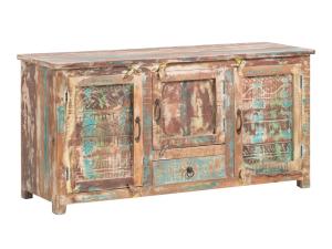 Massive Waschbeckenunterschrank Blue Lagoon aus Mangoholz, lackiert, bunt – 150×50×75 cm