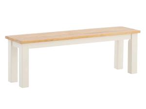 Massive Bank Capera aus Kiefer und MDF, lackiert, weiß/braun – 134×35×45 cm