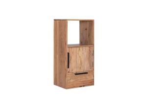 Massive Wandregal Auckland mit Türen und Schublade, akazienlackiert, braun