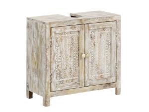 Massive Unterbauwaschbecken-Schränke Bitna aus Mango-Holz, lackiert, natürliche Farbe