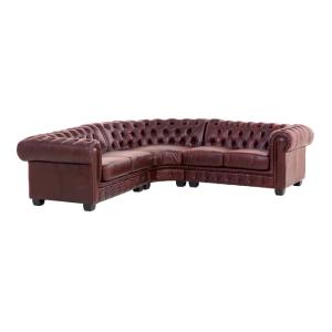 Ecksofa Chesterfield aus echtem Leder, rot – 236×236×74 cm