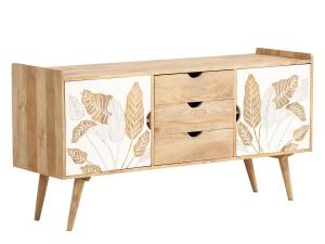 Massive Waschtisch-Unterbau Barani aus Mango-Holz, lackiert, braun – 150×42×75 cm