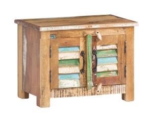 Massive Bank mit recyceltem Holz, lackiert, mehrfarbig