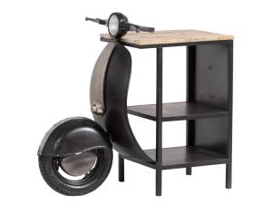 Massiver Toilettisch Scooter aus Mango-Holz und Metall, lackiert, schwarz