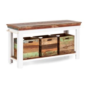 Massive Waschbeckenunterschrank Perth aus recyceltem Holz, lackiert, weiß / farbig – 150×52×75 cm