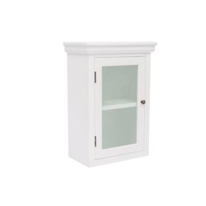 Massive Wand-Badezimmerschrank Bogota aus Paulownia und MDF, lackiert, weiß – 45×25×65 cm