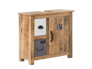 Massive Waschbeckenunterschrank Pune aus Mangoholz, lackiert, mehrfarbig – 68×30×63 cm