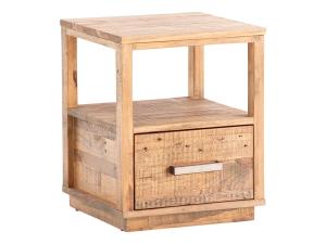 Massiver Nachttisch aus Kiefer, lackiert, natürliche Farbe – 40×40×50 cm