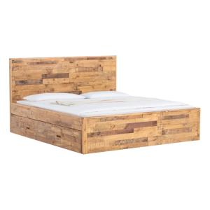 Massives Bett Mayari 180x200 mit Stauraum, Kiefer, lackiert