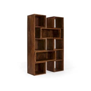 Massive Palisander-Bibliothek mit ausziehbaren Regalen, lackiert, braun – 85×40×177 cm