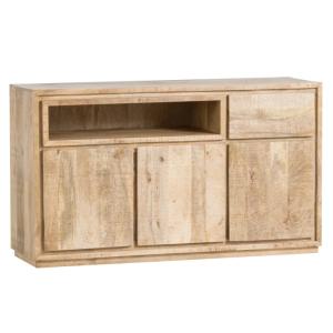 Massiver Blackdale Besteckschrank aus Mango-Holz, lackiert, braun – 140×43×80 cm