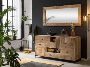 Massive Badezimmerkombination Laos aus Mangoholz, lackiert, natürliche Farbe