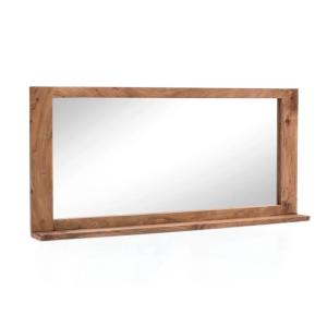 Massiver Badezimmerspiegel Auckland aus Akazie, lackiert, braun – 140×65 cm