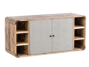 Massiver Waschbeckenuntersatz aus recycelter Kiefer, lackiert, grau – 130×60×45 cm