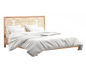 Massives Bett Delhi aus Mangoholz, lackiert, braun – 180x200 cm