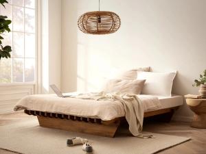 Masives Bett Cannes aus Akazienholz, lackiert, braun – 140×200 cm