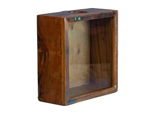 Massives Wandregal Korkebox aus recycling Holz, lackiert, braun / verschiedene Farben