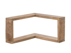 Massives Eckregal Pune aus Mangoholz, lackiert, natürliche Farbe – 45×45×27 cm