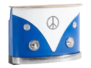 Massiver Bartresen Panama aus Metall und Holz, lackiert, blau – 150×40×110 cm