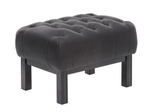 Massiver Chesterfield Kingsfield Hocker aus echtem Leder, schwarz – 61×46×43 cm