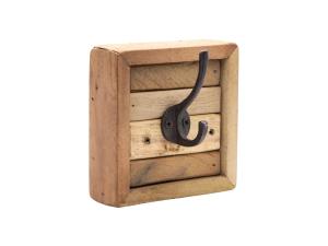 Massiver Kavali-Haken mit Rahmen aus recyceltem Holz, braun