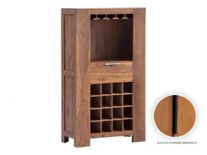 Hohe Kommode mit Weinregal Osvaro - Silberne Griffe