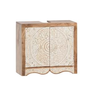 Massive Waschbeckenunterschrank Delhi Mango, lackiert, braun – 67×30×61 cm