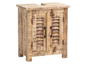 Massive Waschbeckenunterschrank Caribou aus mango Holz, lackiert, braun – 52×30×60 cm