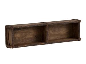 Massive dekorative Holzkiste in Ziegelsteinform aus recyceltem Holz, lackiert, braun – 2 Stück