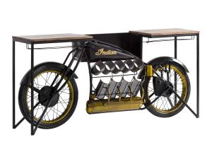 Massiver Bartisch Indian Black aus Mangoholz und Metall, lackiert, schwarz – 180×40×85 cm