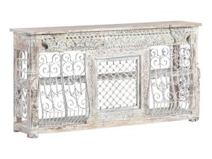 Massiver Barpult Zambezi aus lackiertem Holz, weiß – 180×45×95 cm