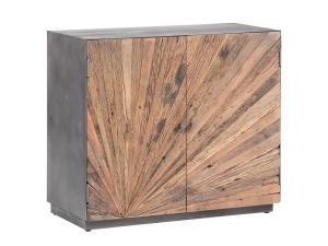 Massive Kommode Dresser Derby aus recyceltem Holz und Metall, lackiert, natur / grau