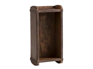 Massive Wandregal in Ziegeloptik aus recyceltem Holz, lackiert, braun