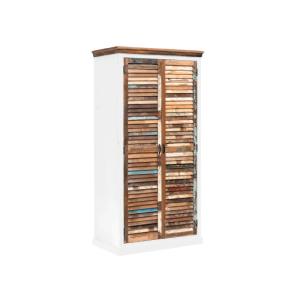 Massive Garderobe Perth aus recyceltem Holz, lackiert, weiß/bunt – 90×60×180 cm