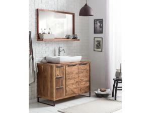 Massive Badezimmerkommode Sydney I, 2 Teile, aus Akazienholz, lackiert, braun
