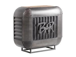 Bar Esstisch Bolton aus Metall und Mango, lackiert, silber – 112×50×105 cm