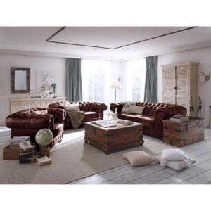 Massive Chesterfield Sitzgruppe Große rote Echtleder