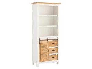 Massive hohe Badschrank Capera aus Kiefernholz und MDF, lackiert, weiß und braun – 80×35×180 cm