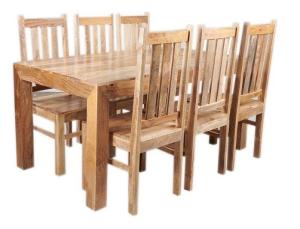 Esstisch-Set für 6 Personen aus massivem Mangoholz