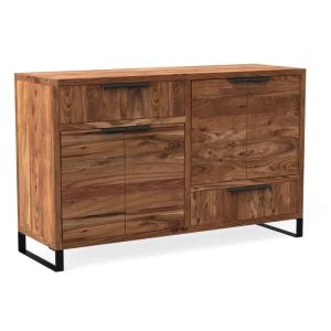 Massive Kommode Sydney aus Akazienholz, lackiert, braun – 126×45×84 cm