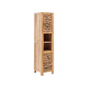 Massive Badezimmerhochschrank Matay aus Akazie, lackiert, natur – 42×43×180 cm
