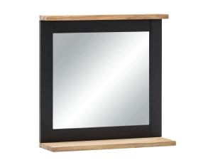 Massiver Badezimmer Spiegel Jolo aus Akazienholz, lackiert, schwarz – 51×15×50 cm
