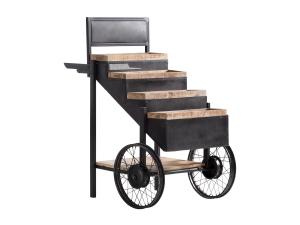 Massiver Marktwagen Leeds aus Metall und Mango, braun und schwarz – 69×108×125 cm