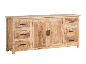Massiver Mumbai Besteckkasten aus Mangoholz, lackiert, braun – 180×42×80 cm