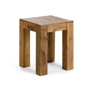 Massiver Palisanderhocker, lackiert, braun – 35×35×45 cm