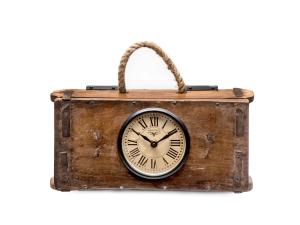 Massive Uhr in Ziegelsteinform aus recyceltem Holz, lackiert, braun-schwarz