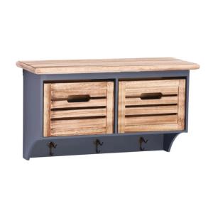 Wandregal Kansas II aus massivem Paulownia und MDF, lackiert, grau – 63×24×36 cm