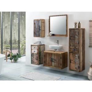 Massive Badezimmerkombination Calcutta aus recyceltem Holz, lackiert, mehrfarbig